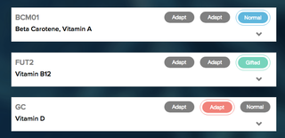 My genetic predisposition to vitamin levels, according to Orig3n. Image: Orig3n.com